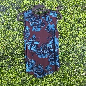 Blue, Brown, and Black Sheer Sleeveless Tank Top with Button Closure